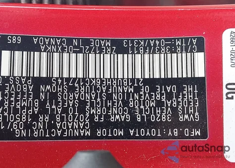 2019 Toyota Corolla Le из США, поврежденный, VIN 2T1BURHE6KC177145